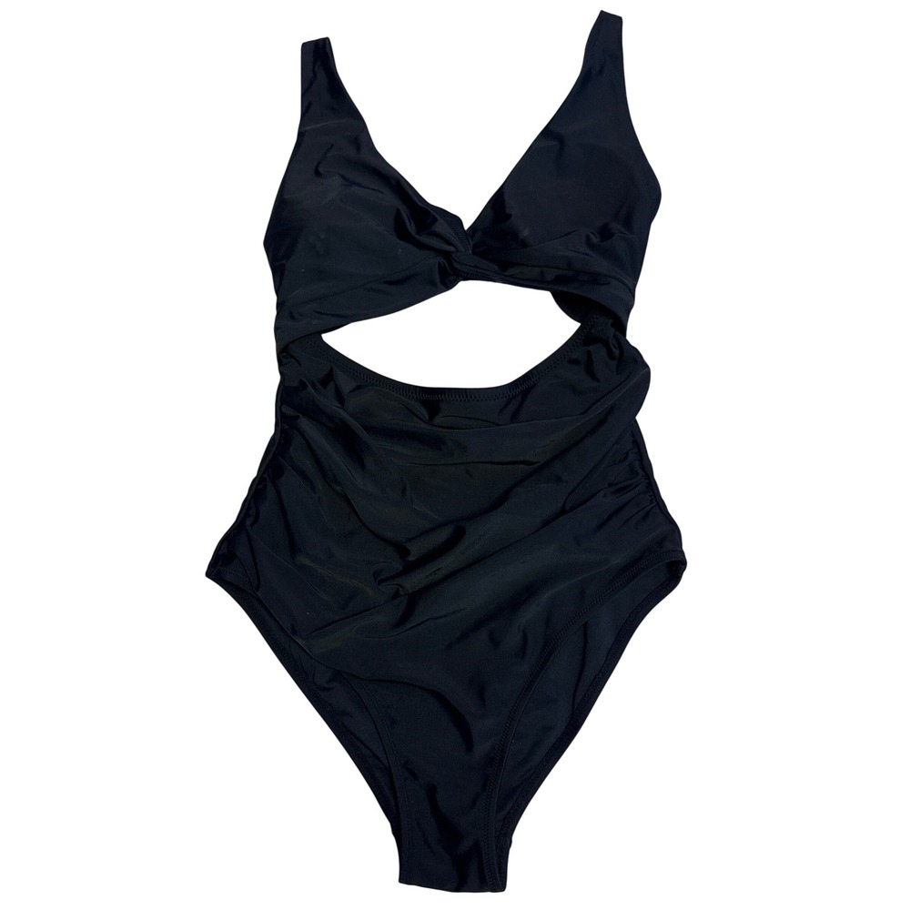CHARMO Women's Black Cut Out One Piece‎ Swimsuit Twist Front, Size Medium